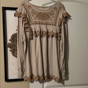 Embroidered Beige Blouse